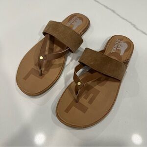 Sorel Ella II Flip Sandals brown Women's size 9.5